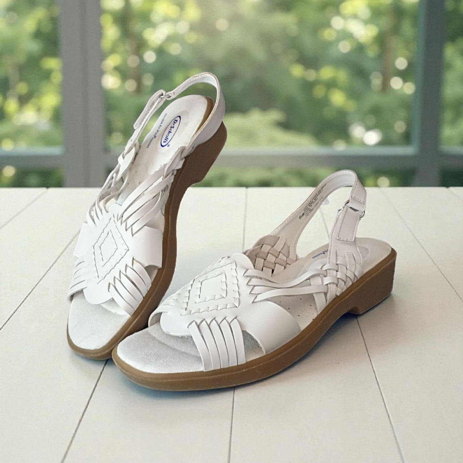 Dr. Scholl’s Women’s Leather Slingback Woven Sandals Size 6.5W – Comfort Slip-On