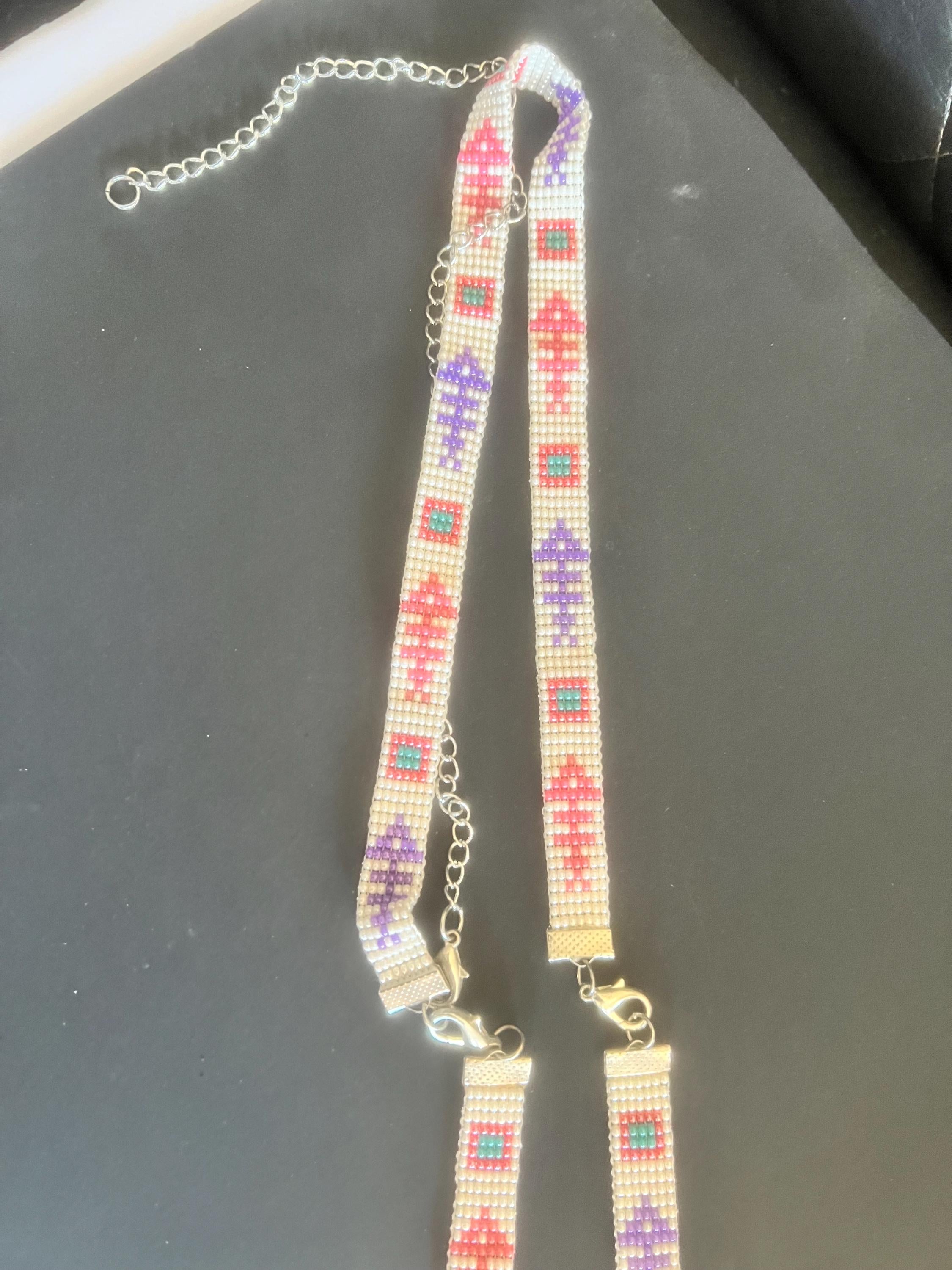 Handmade Beaded Lanyard Necklace | Cartoon Mouse & Balloon Design | Whimsical Boho Beadwork | 28” Long