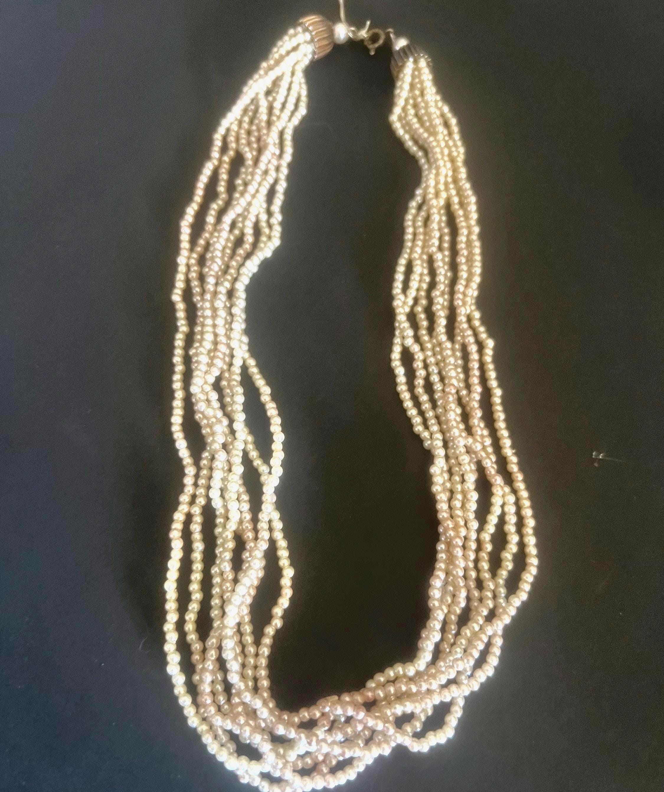 Multi-Strand Faux Pearl Statement Necklace Vintage