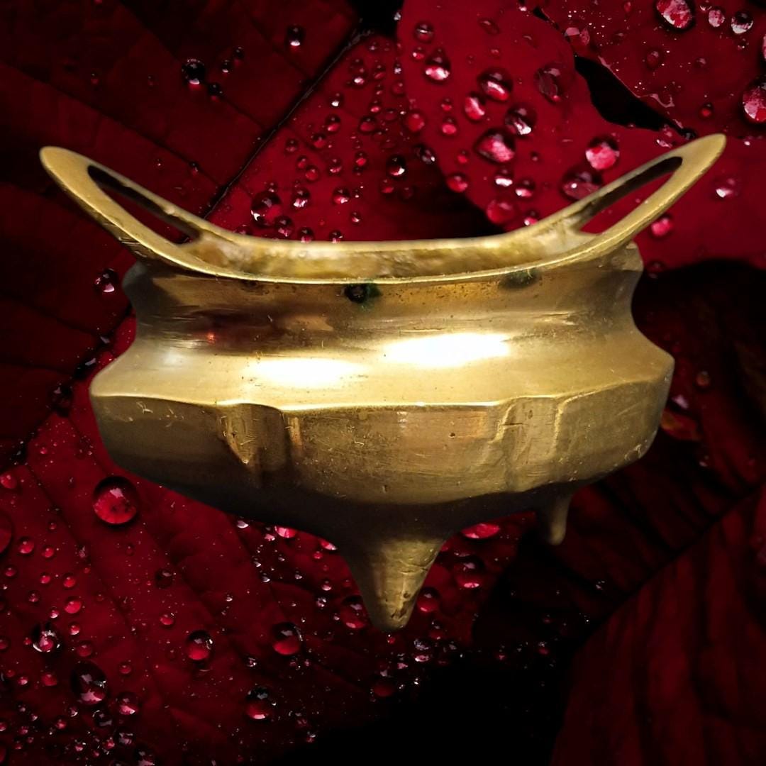 Chinese brass censer incense burner tripod footed – marked china!