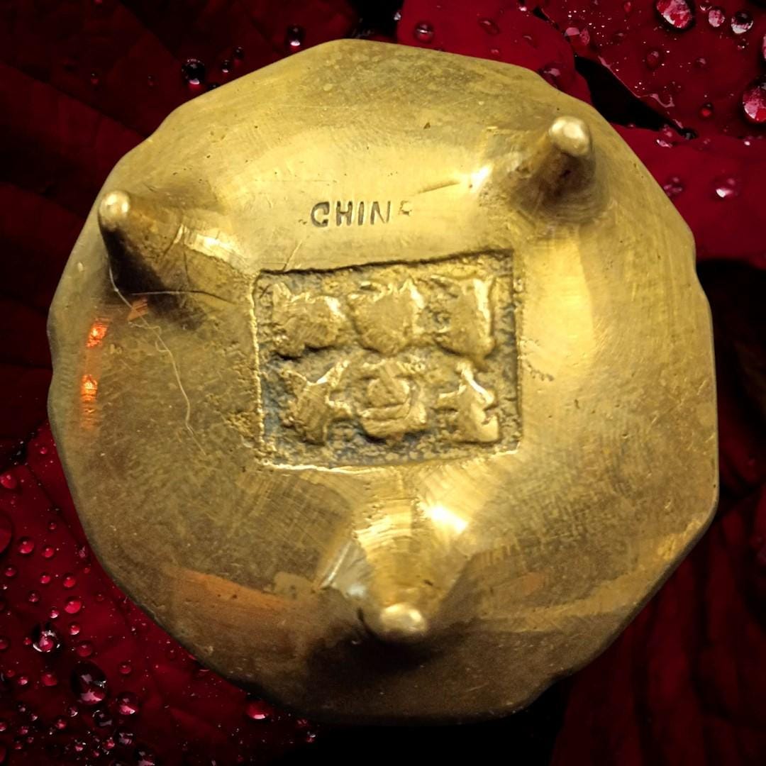 Chinese brass censer incense burner tripod footed – marked china!