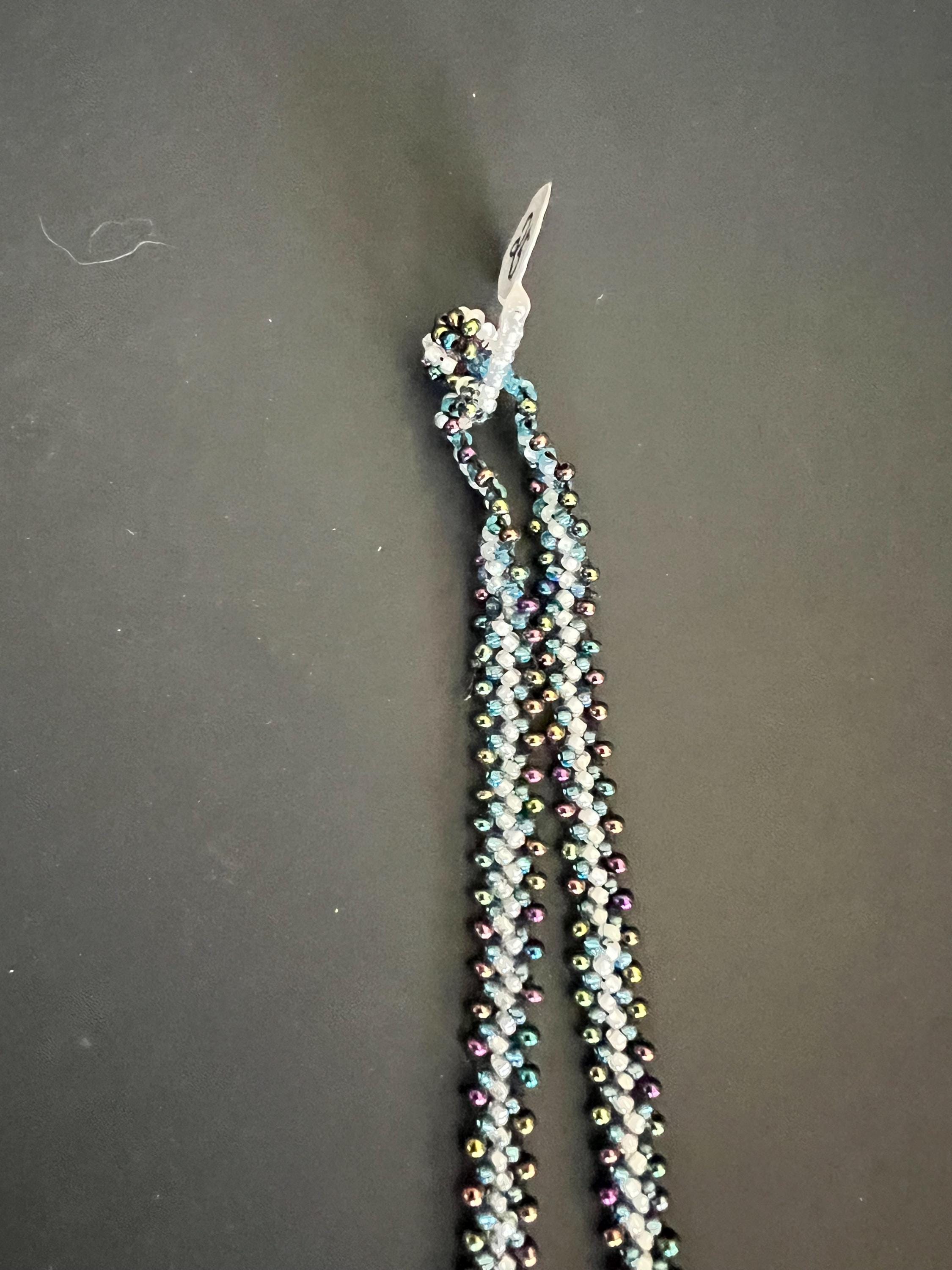 Handmade Beaded Amulet Bag Necklace – Fringe Pouch – Multicolor Seed & Bugle Beads