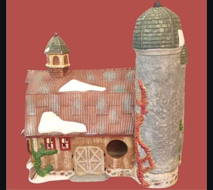 Santa’s workbench collection 2001 “horse feathers antique barn” lighted...