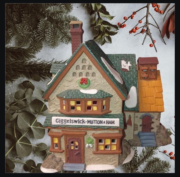 Department 56 dickens’ village “giggleswick mutton & ham” 1994 lighted building