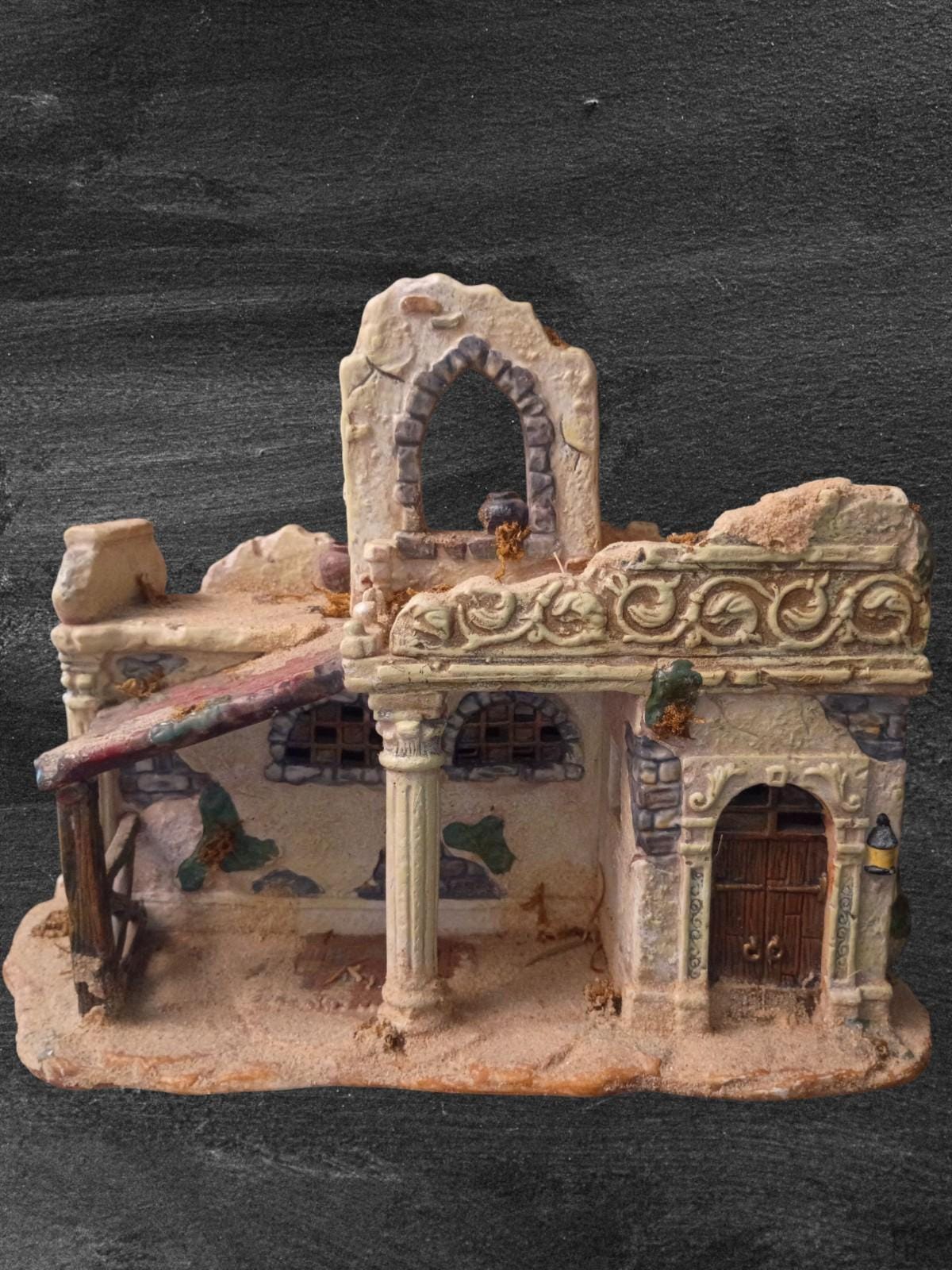 Noel bethlehem village building figurine hand painted ceramic – middle...