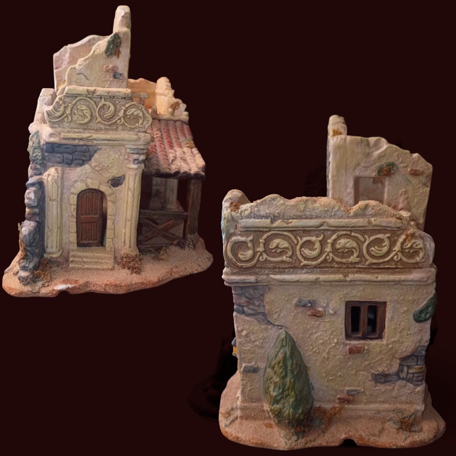 Noel bethlehem village building figurine hand painted ceramic – middle...