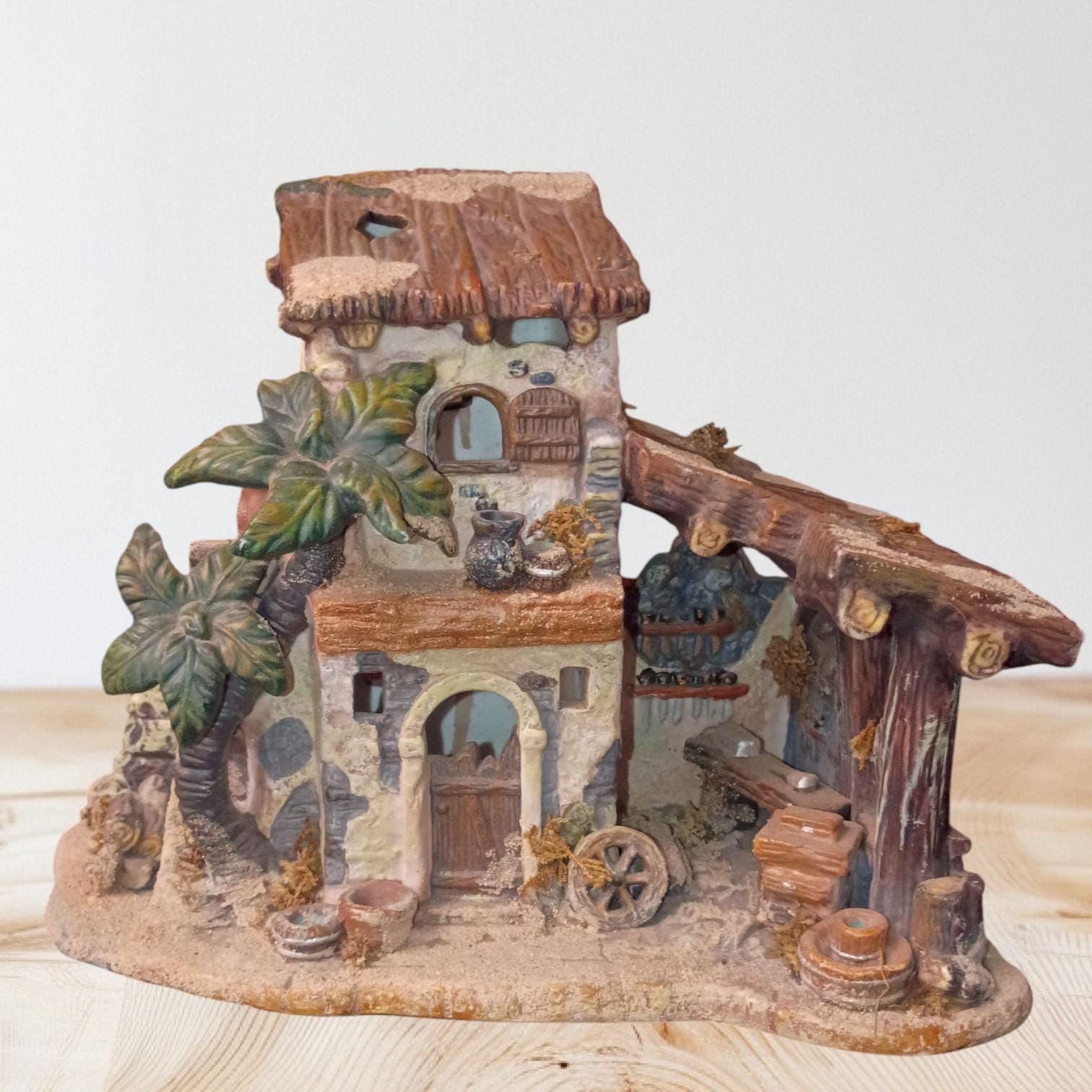 Noel hand-painted ceramic mediterranean village house – rustic farmhouse...