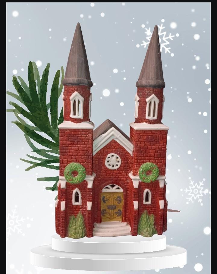 Department 56 abbey dickens’ village series 1987 lighted building church