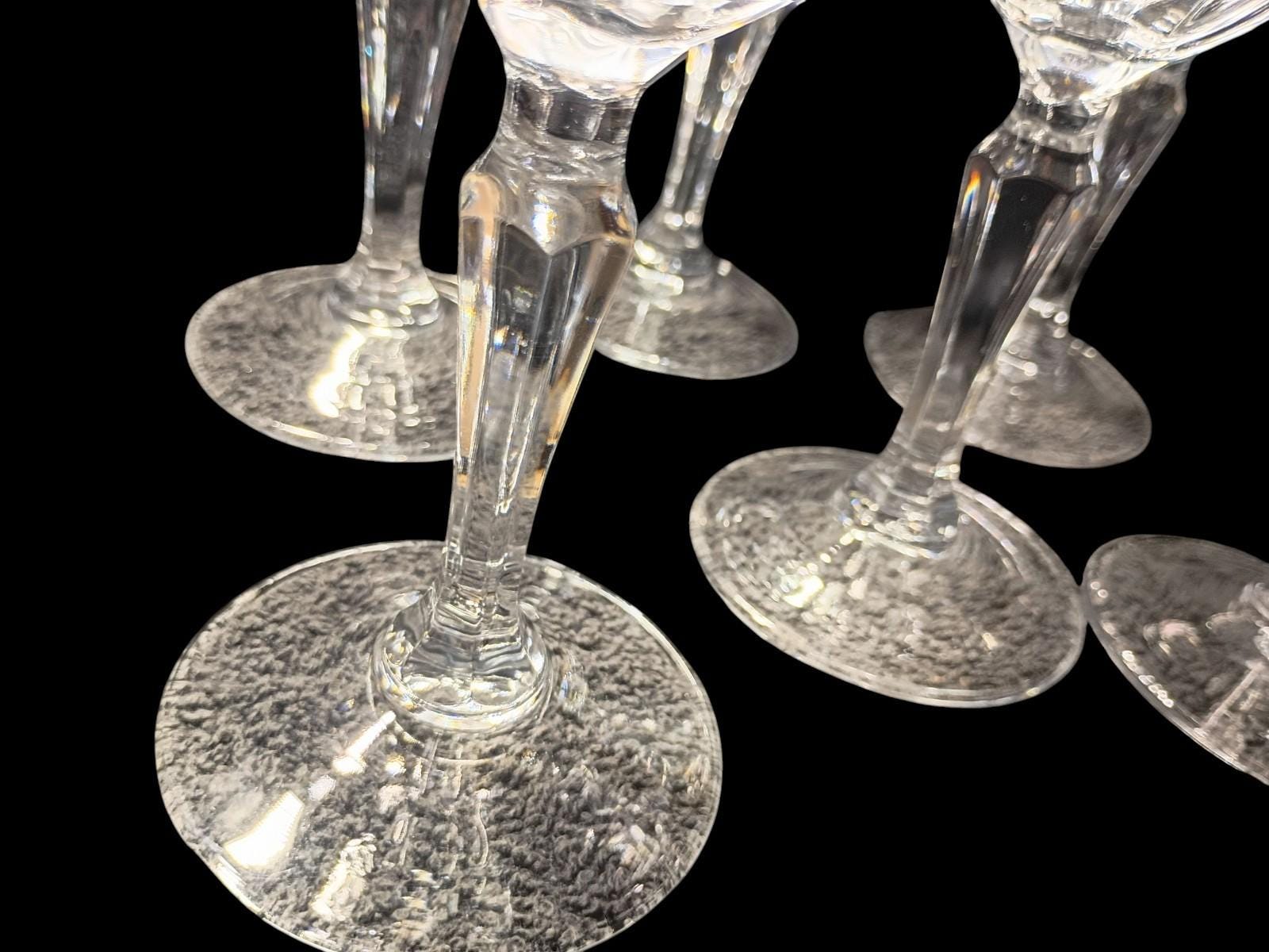 Set of 6 elegant cut crystal wine glasses – vintage stemware goblets