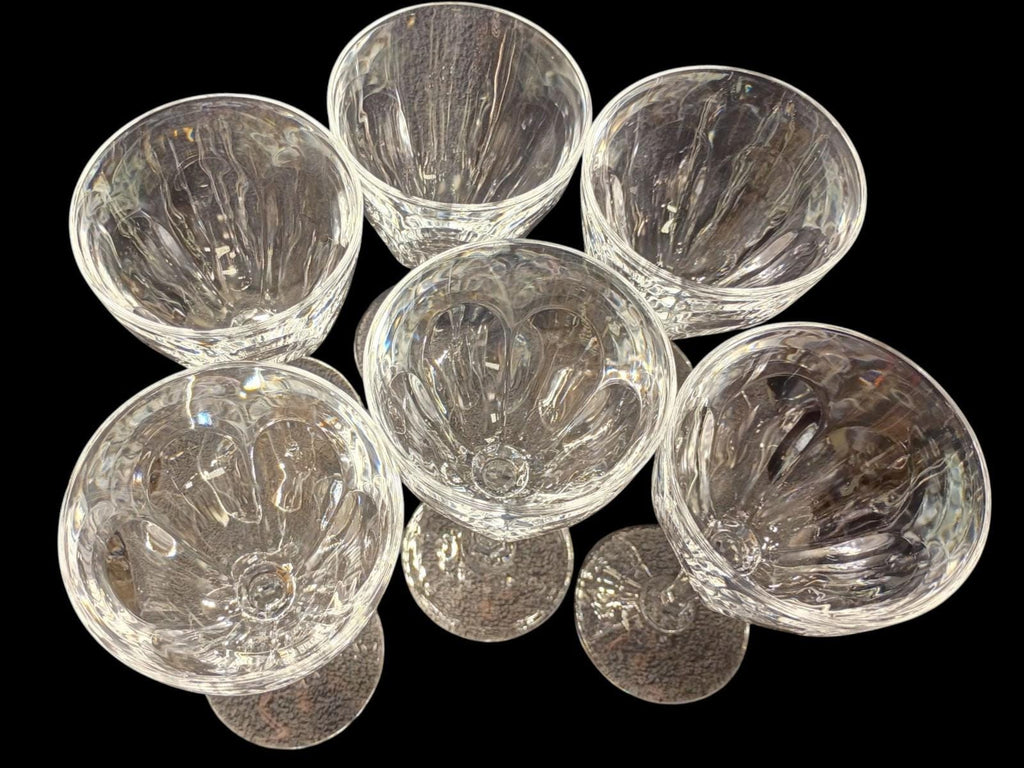 Set of 6 elegant cut crystal wine glasses – vintage stemware goblets