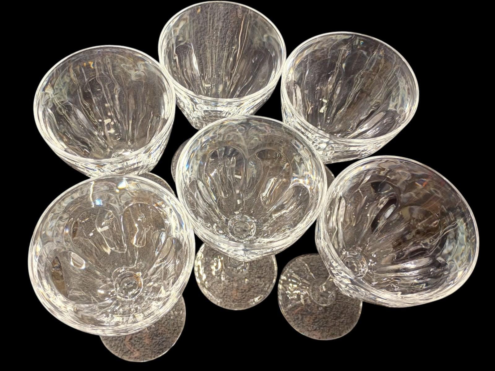 Set of 6 elegant cut crystal wine glasses – vintage stemware goblets