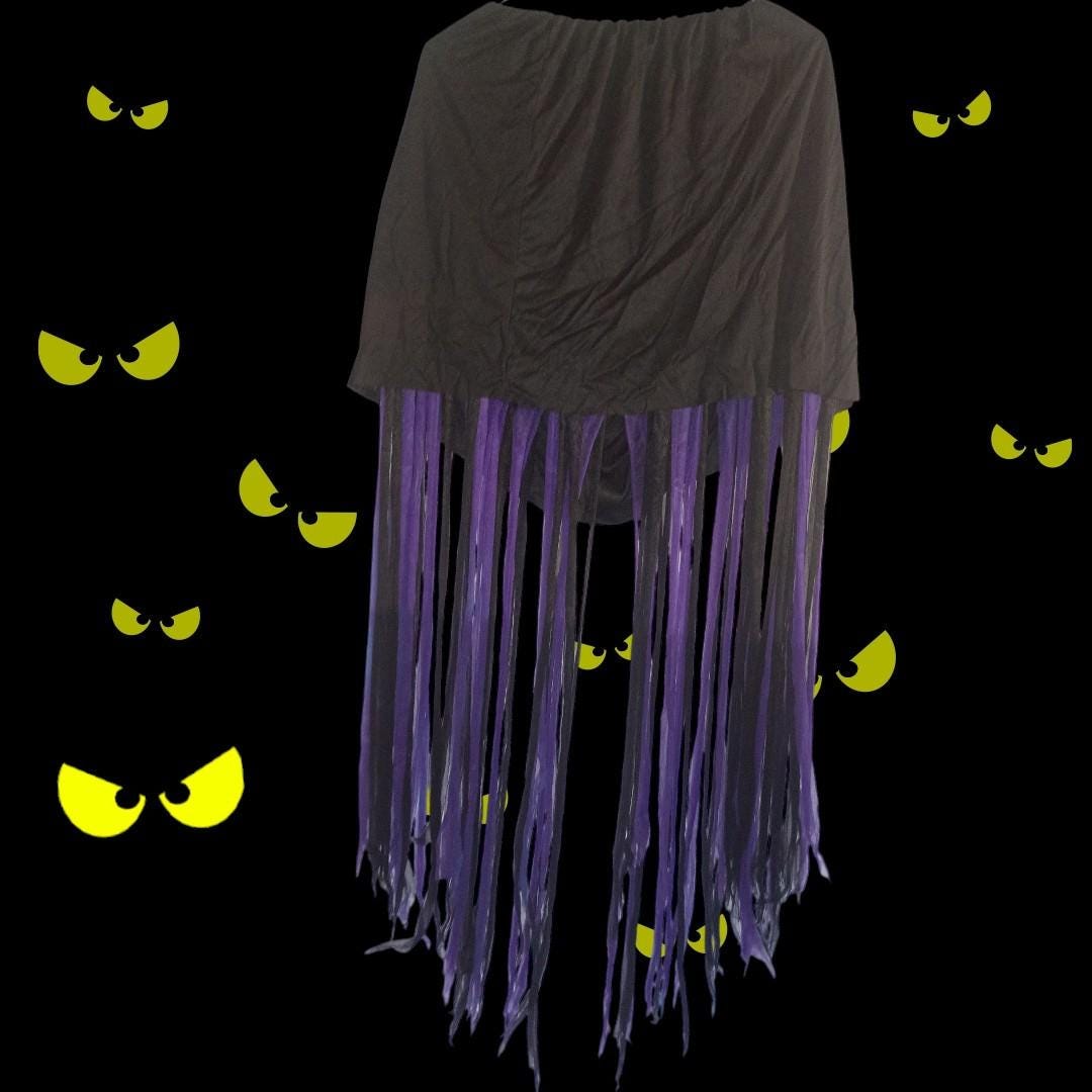 Halloween costume purple velvet cape & fringe skirt 2-pc gothic witch...