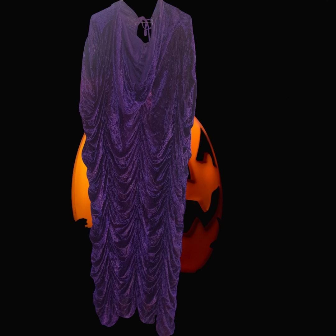Halloween costume purple velvet cape & fringe skirt 2-pc gothic witch...