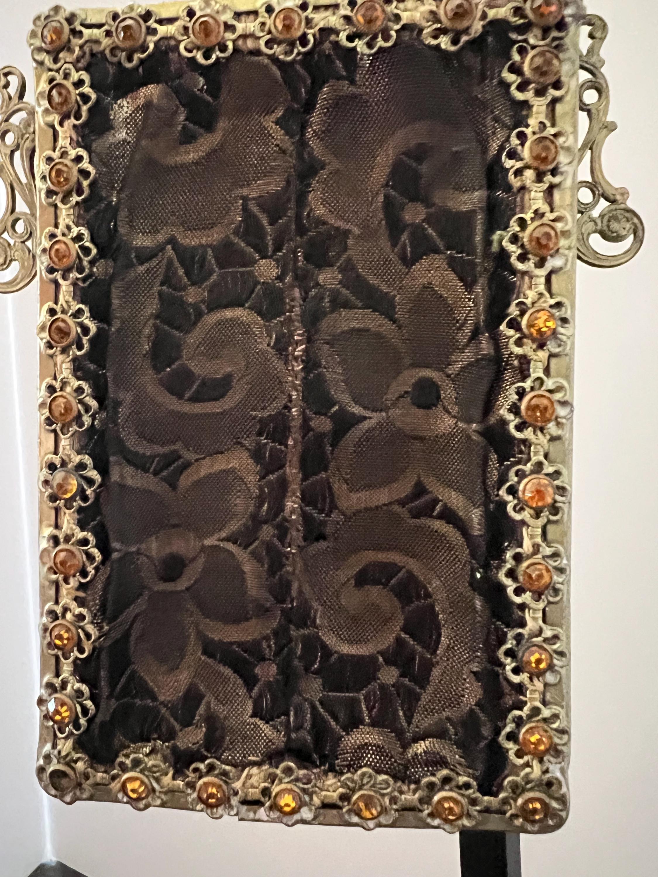 Antique victorian lace evening purse | ornate gilt frame with amber stones | black lace necessaire wristlet | late 1800s edwardian bag