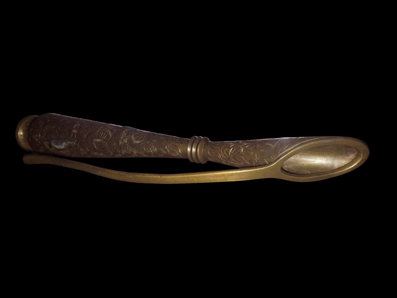 Hand-etched brass rosewater sprinkler – middle eastern decor – 9” tall