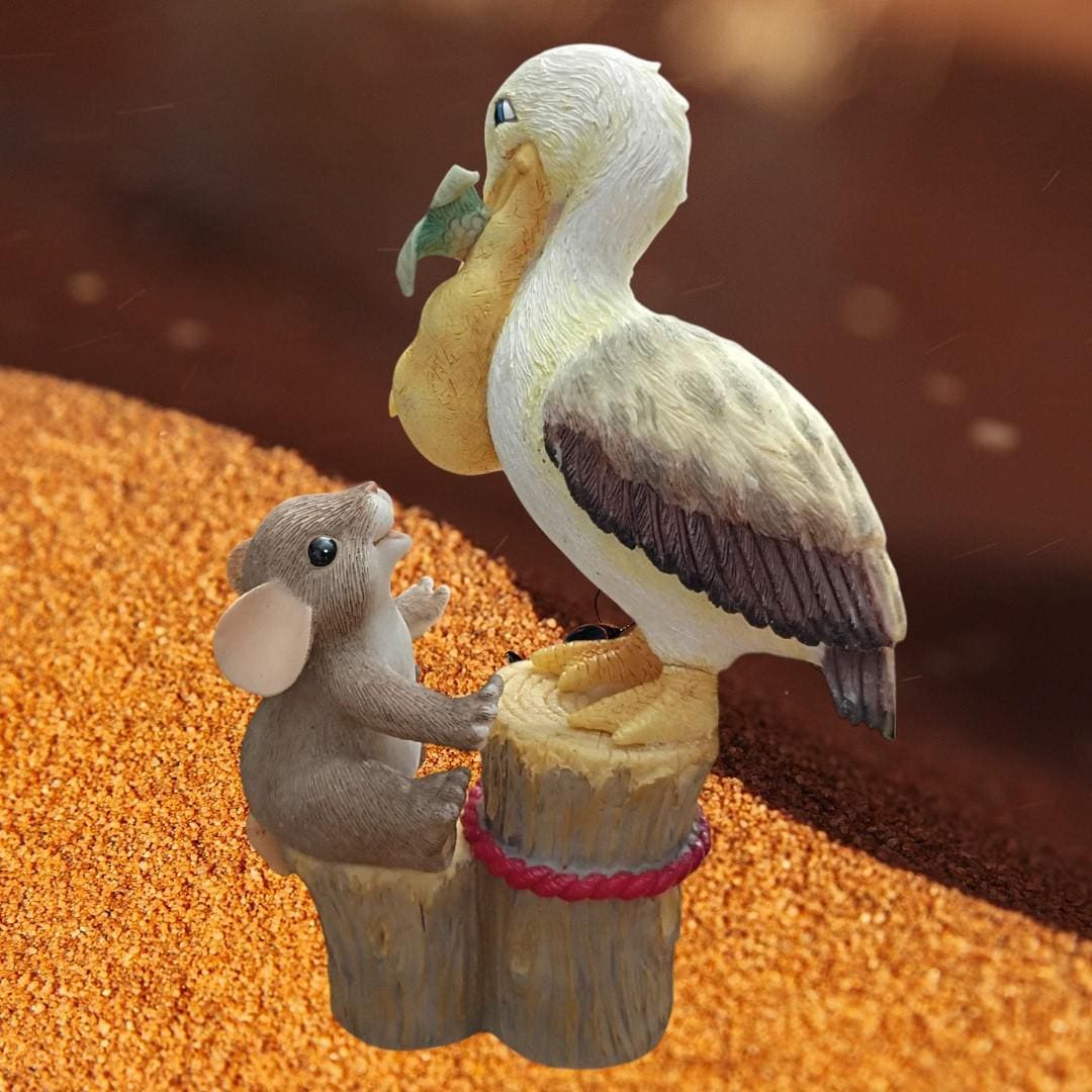 Charming tails 2-piece figurine set – mouse riding alligator & mouse with...