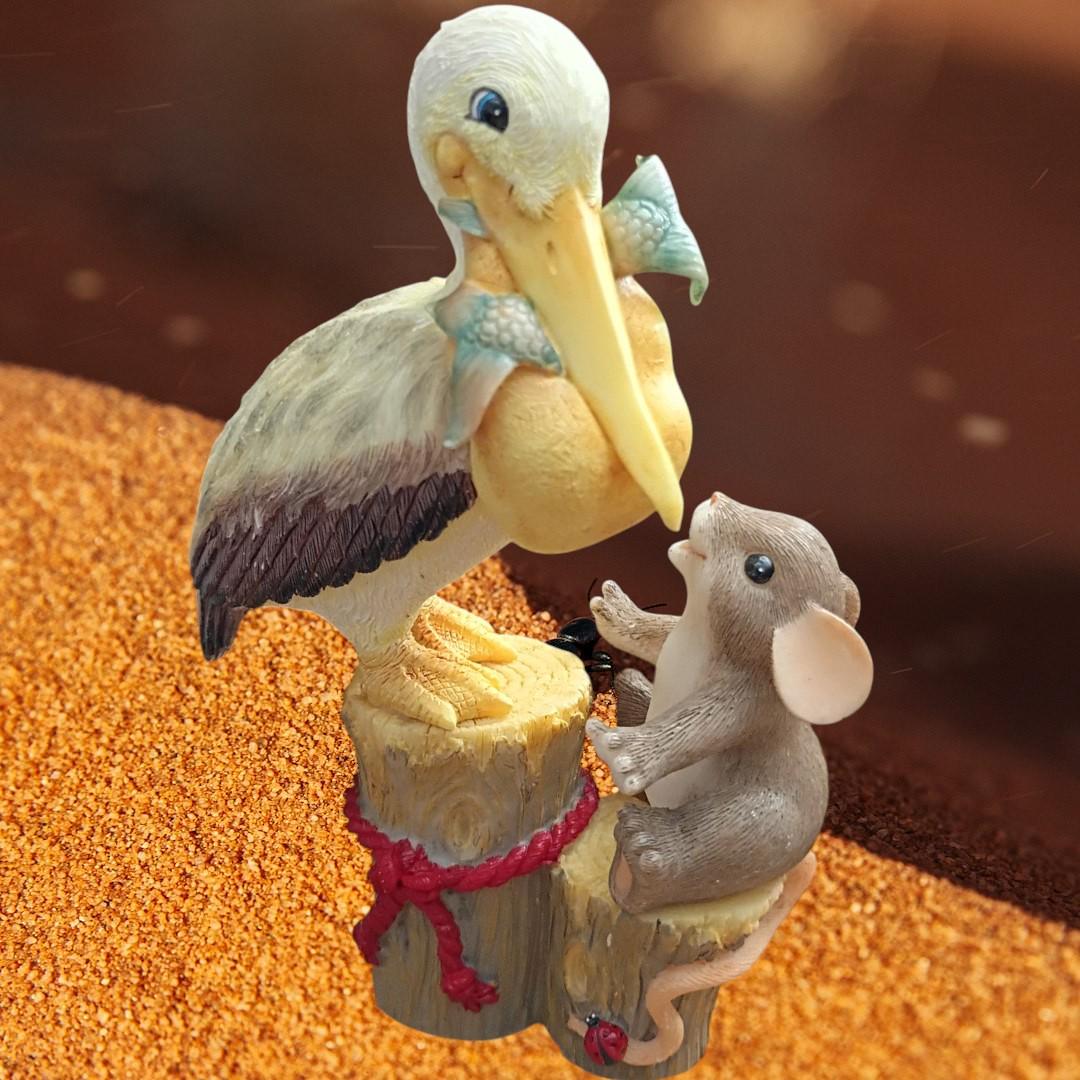 Charming tails 2-piece figurine set – mouse riding alligator & mouse with...