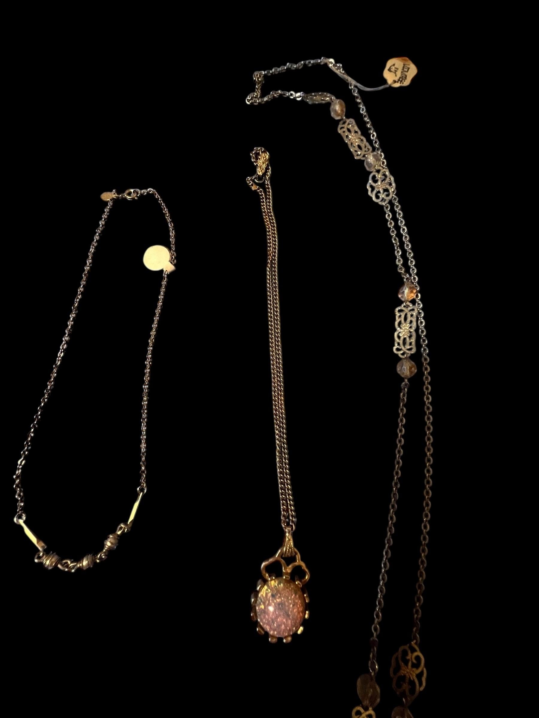 Lot of 3 Fashion Necklaces – Mixed Chain Jewelry Set with Pendant & Beaded Accents