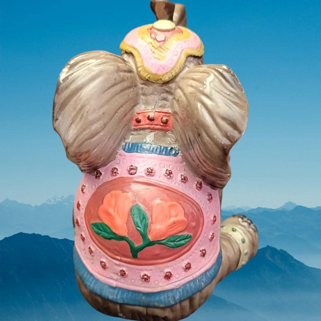 Decorative elephant figurine – hand painted resin – colorful saddle – good luck