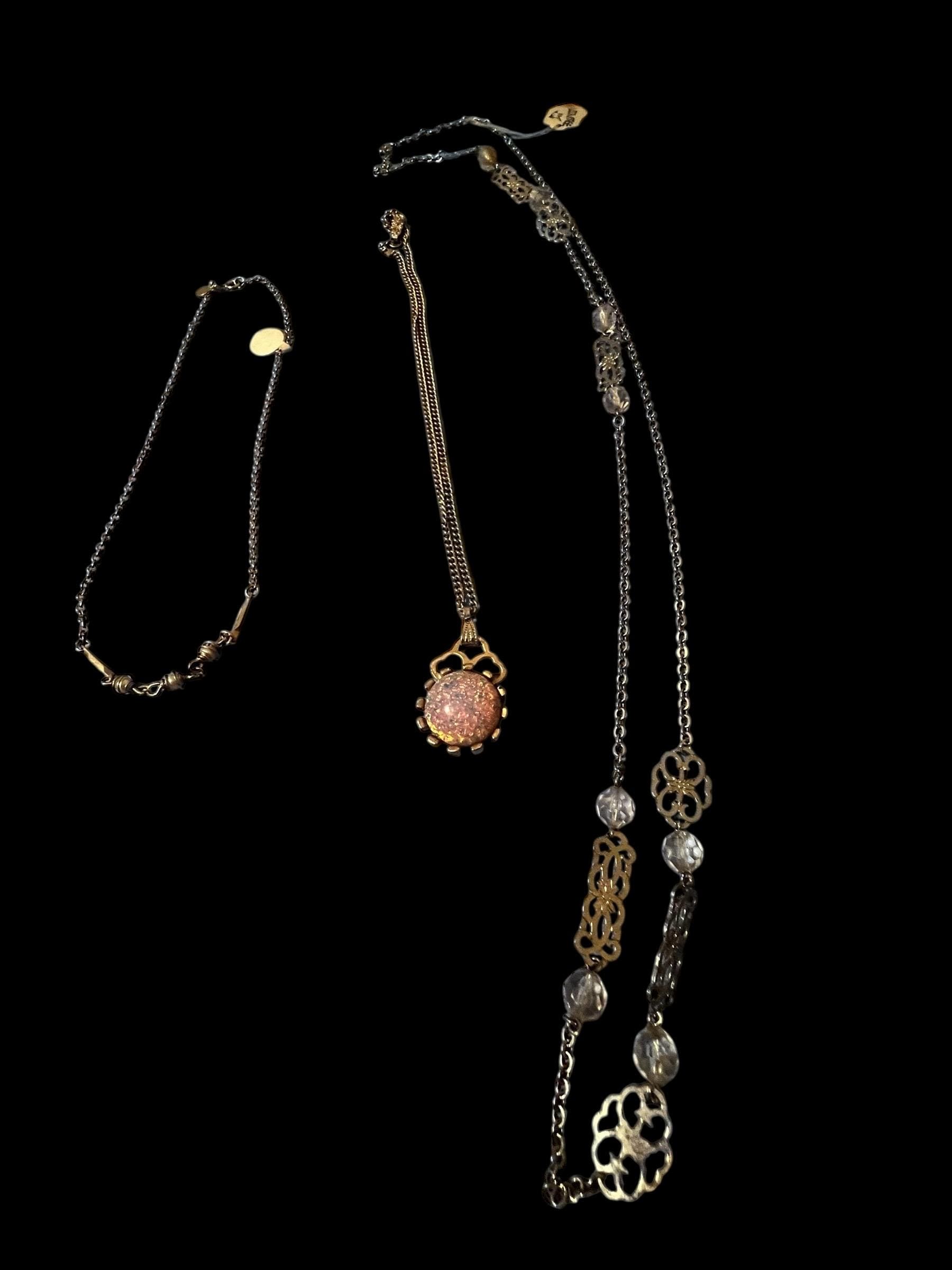 Lot of 3 Fashion Necklaces – Mixed Chain Jewelry Set with Pendant & Beaded Accents