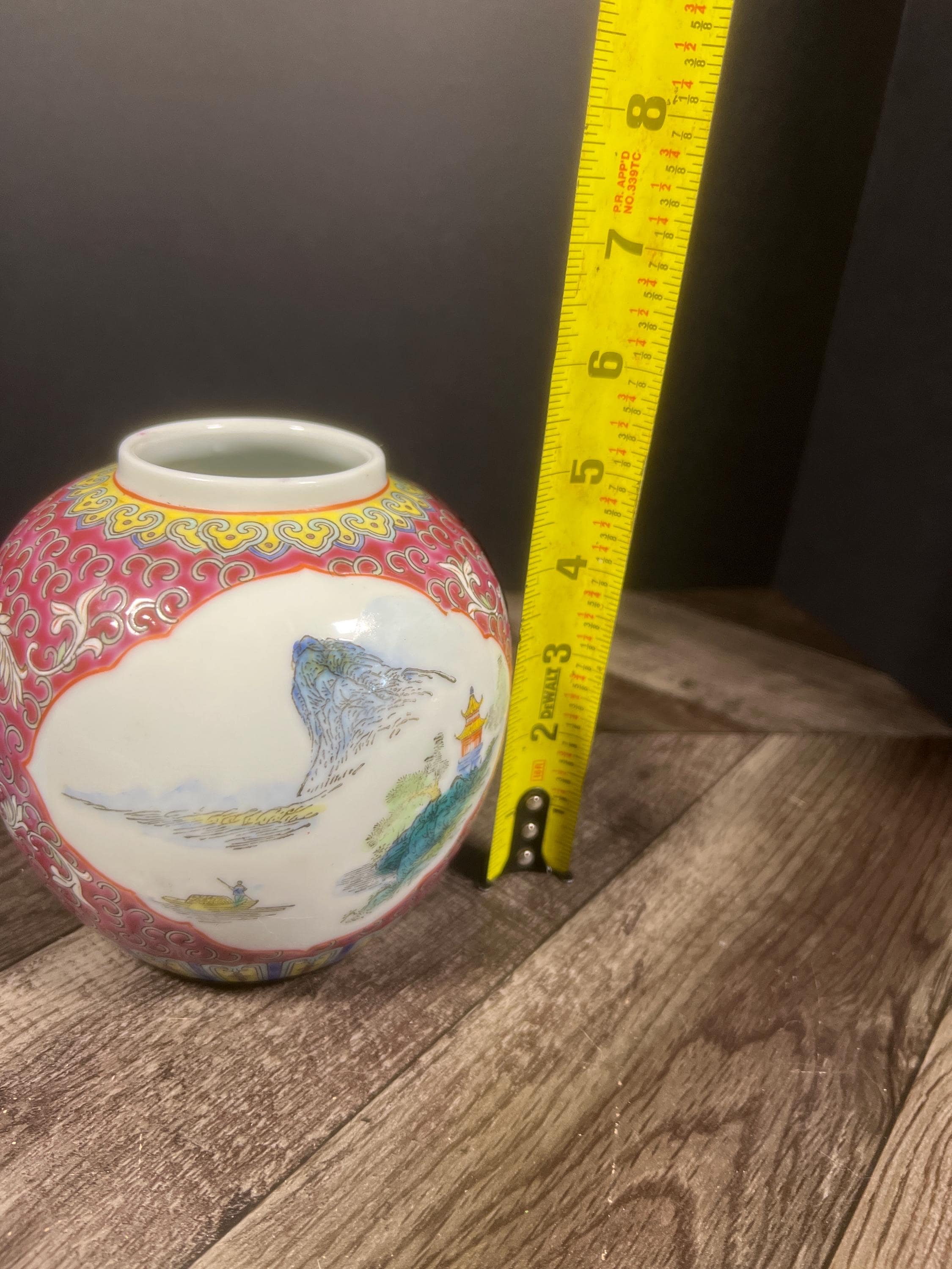 Chinese Porcelain Vase, Decorative Ginger Jar Style, Colorful Landscape & Pagoda Design, Modern Oriental Home Decor