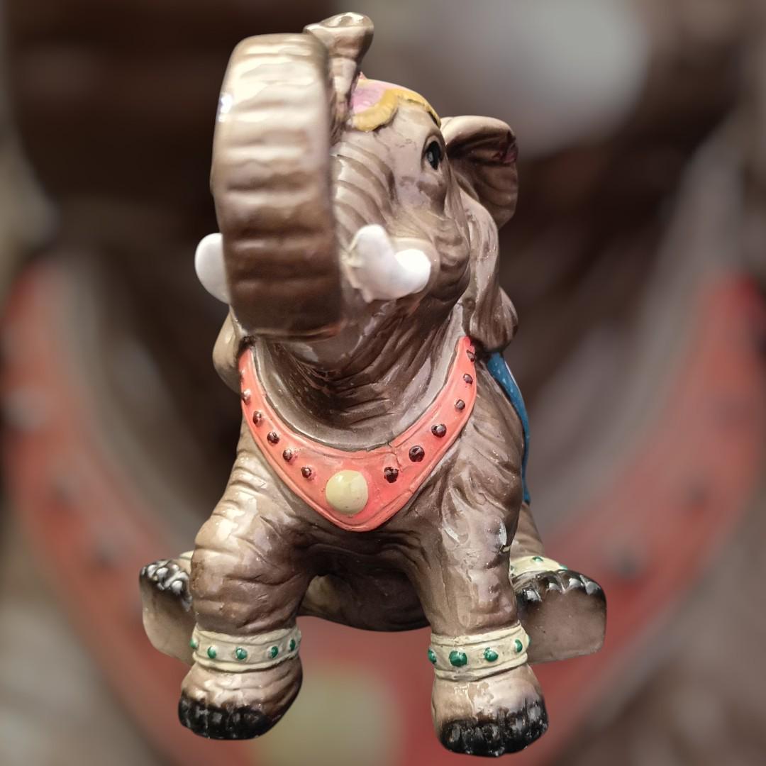 Decorative elephant figurine – hand painted resin – colorful saddle – good luck