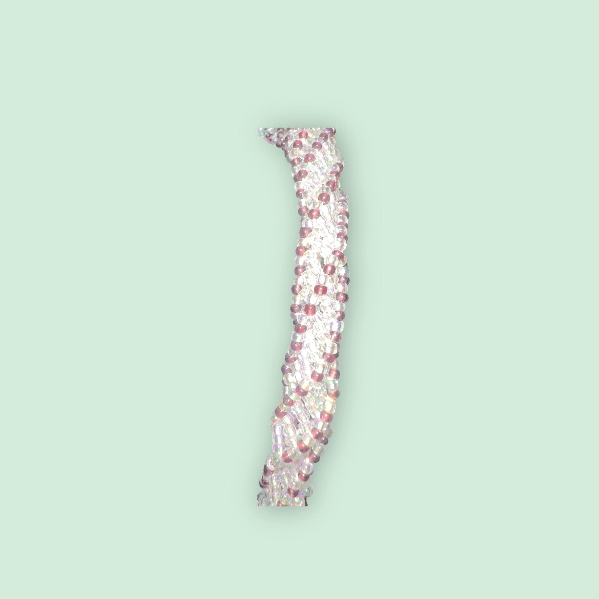 Handmade Spiral Beaded Necklace – Pink & Clear Seed Bead Choker, Vintage Style Jewelry