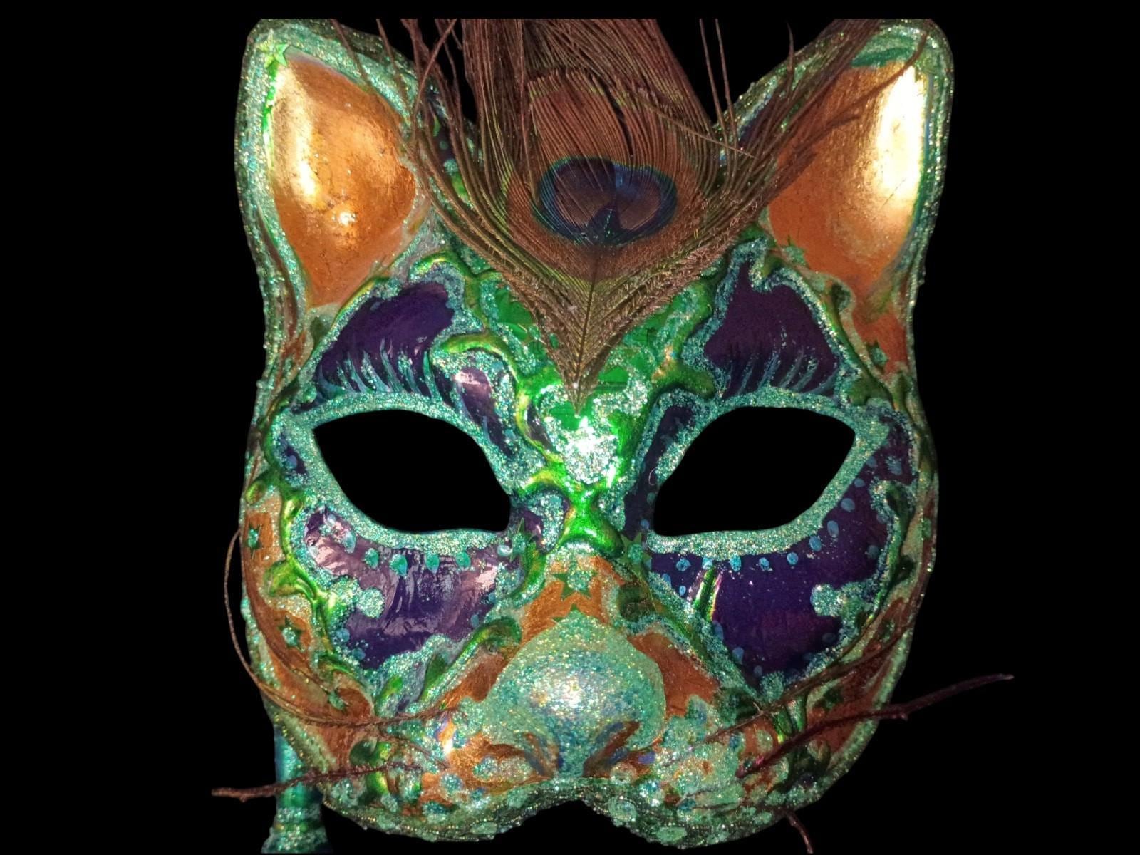 Handmade hooded cloak & cat mask – velvet beaded detail – costume set...