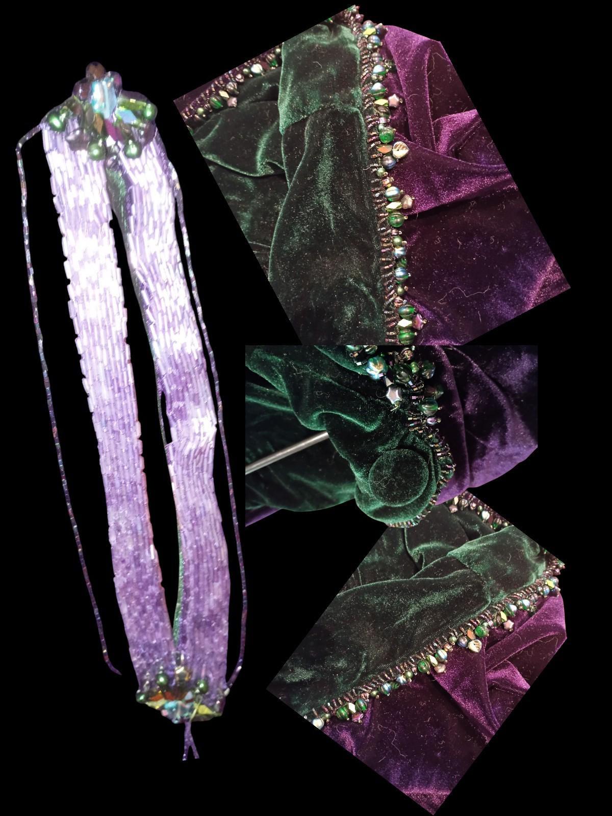 Handmade hooded cloak & cat mask – velvet beaded detail – costume set...