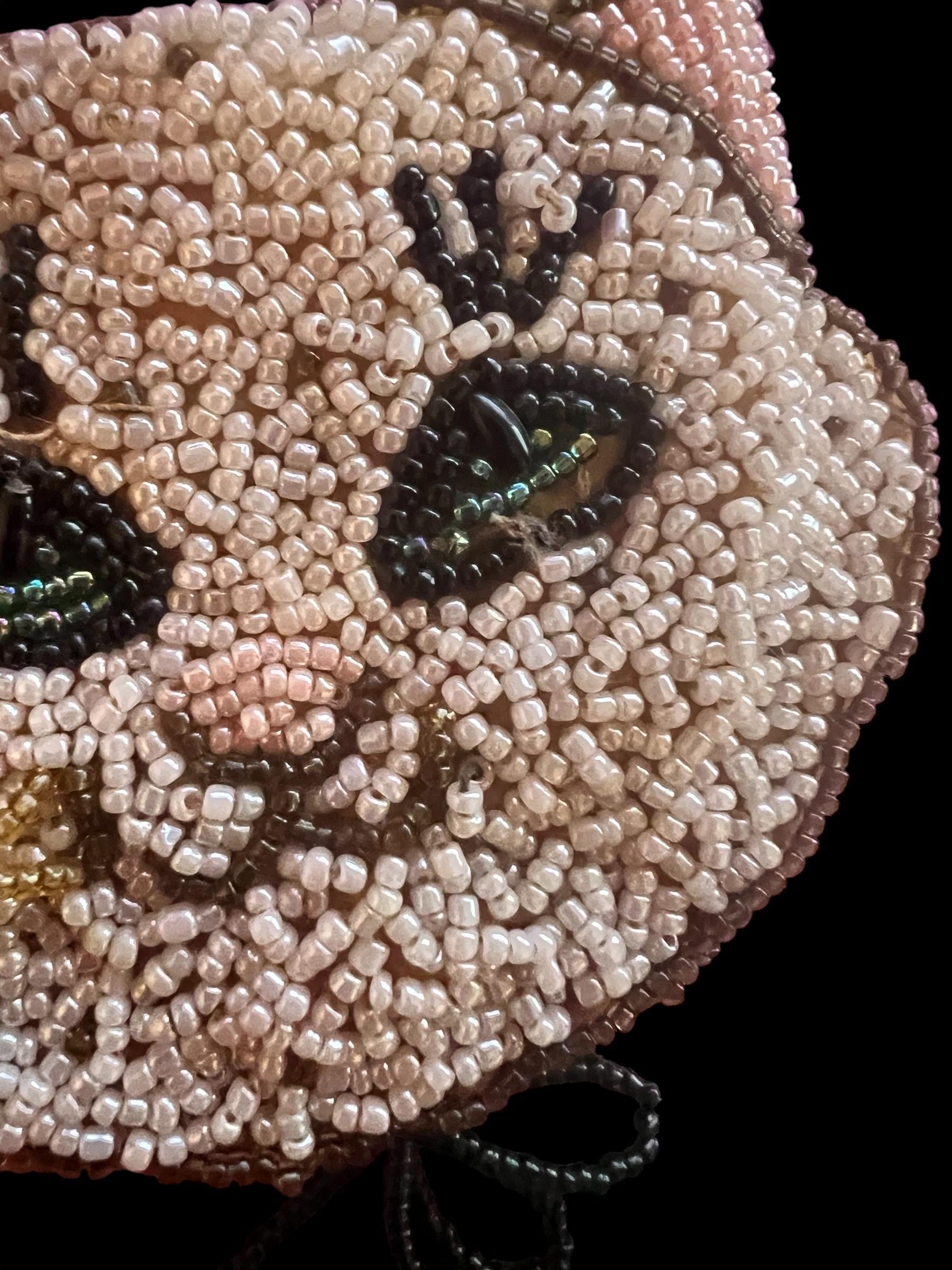 Lot of 2 Handmade Beaded Cat Purses – Kitty Coin Pouch & Cat Face Handbag