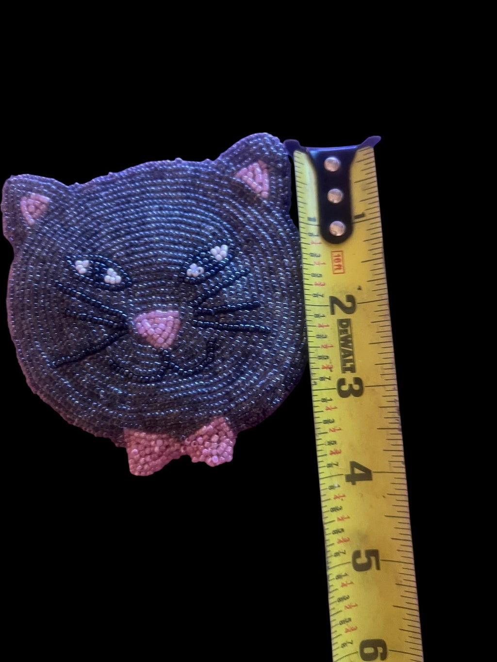 Lot of 2 Handmade Beaded Cat Purses – Kitty Coin Pouch & Cat Face Handbag