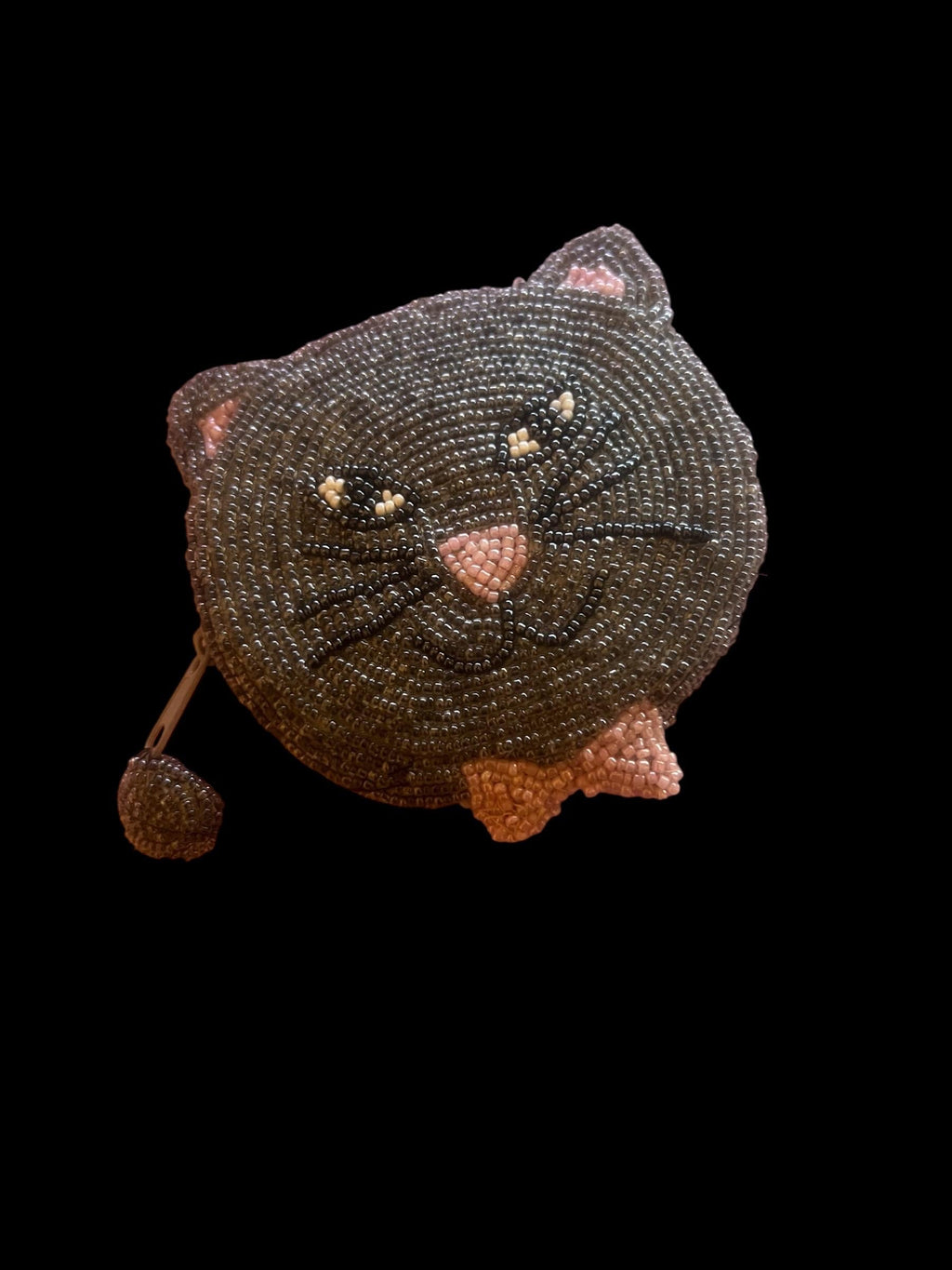 Lot of 2 Handmade Beaded Cat Purses – Kitty Coin Pouch & Cat Face Handbag