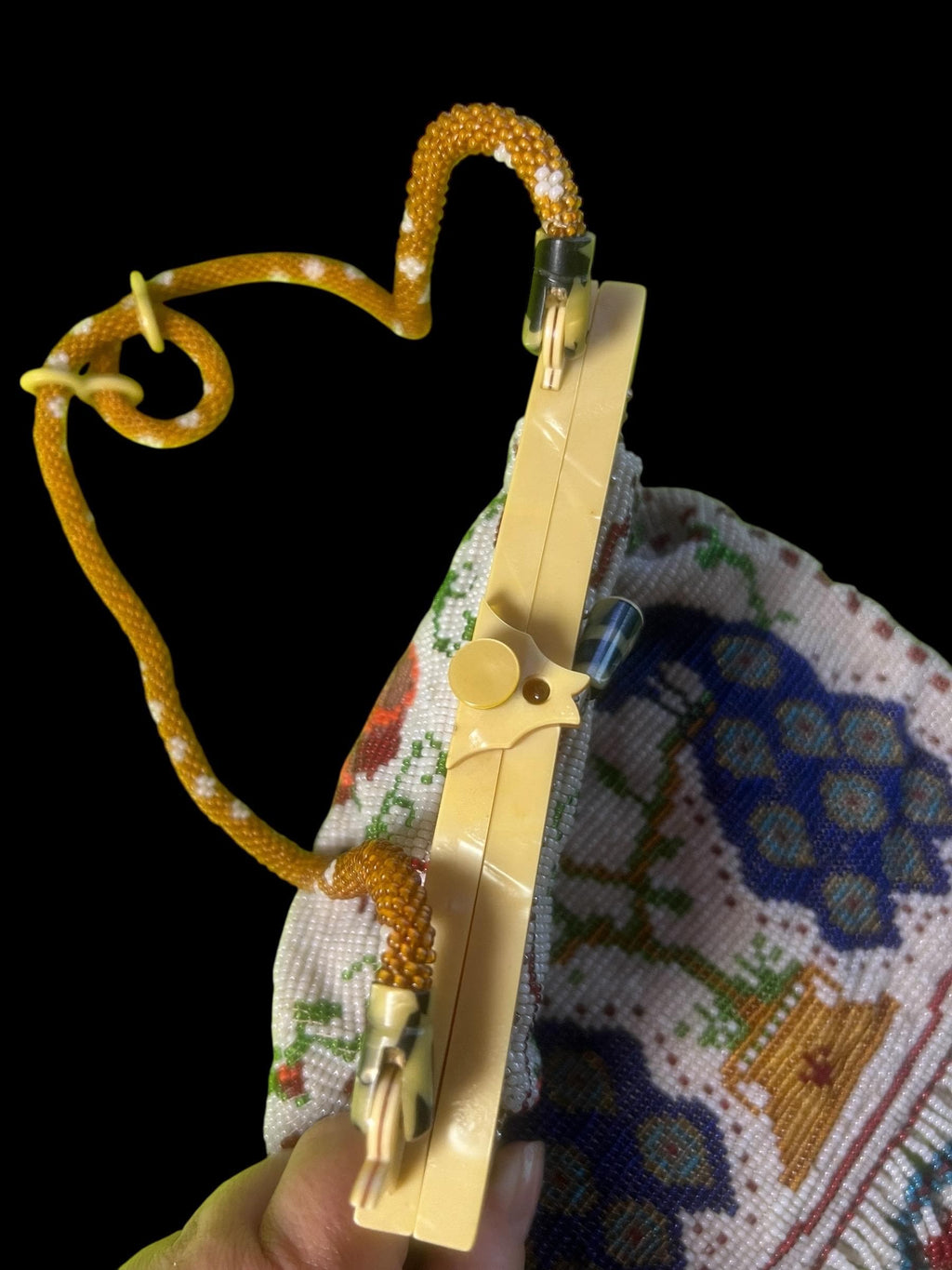 Antique Beaded Purse Peacock Rose Design 1920s Micro Bead Evening Bag Art Deco Flapper Handbag