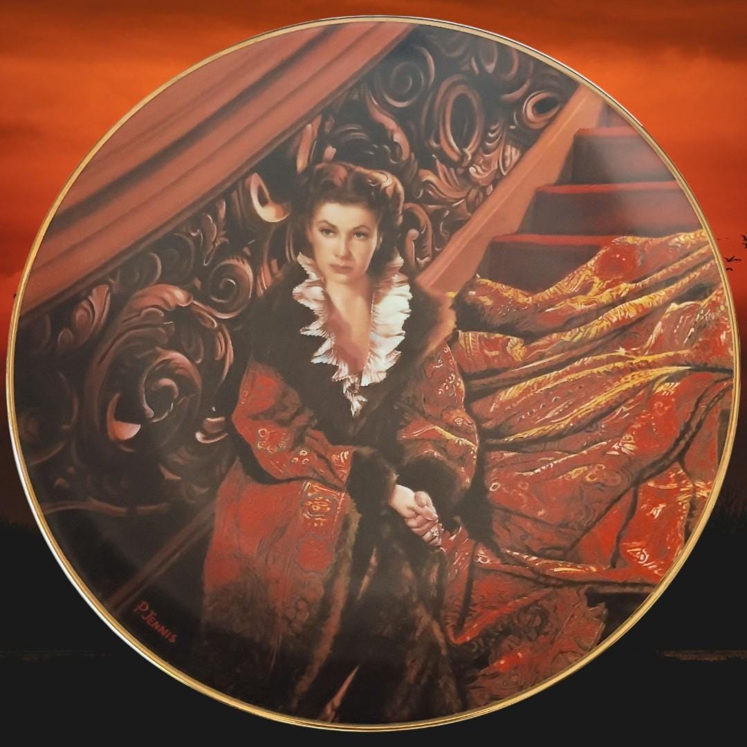 1991 gone with the wind collector plate "waiting for rhett" by paul jennis –...