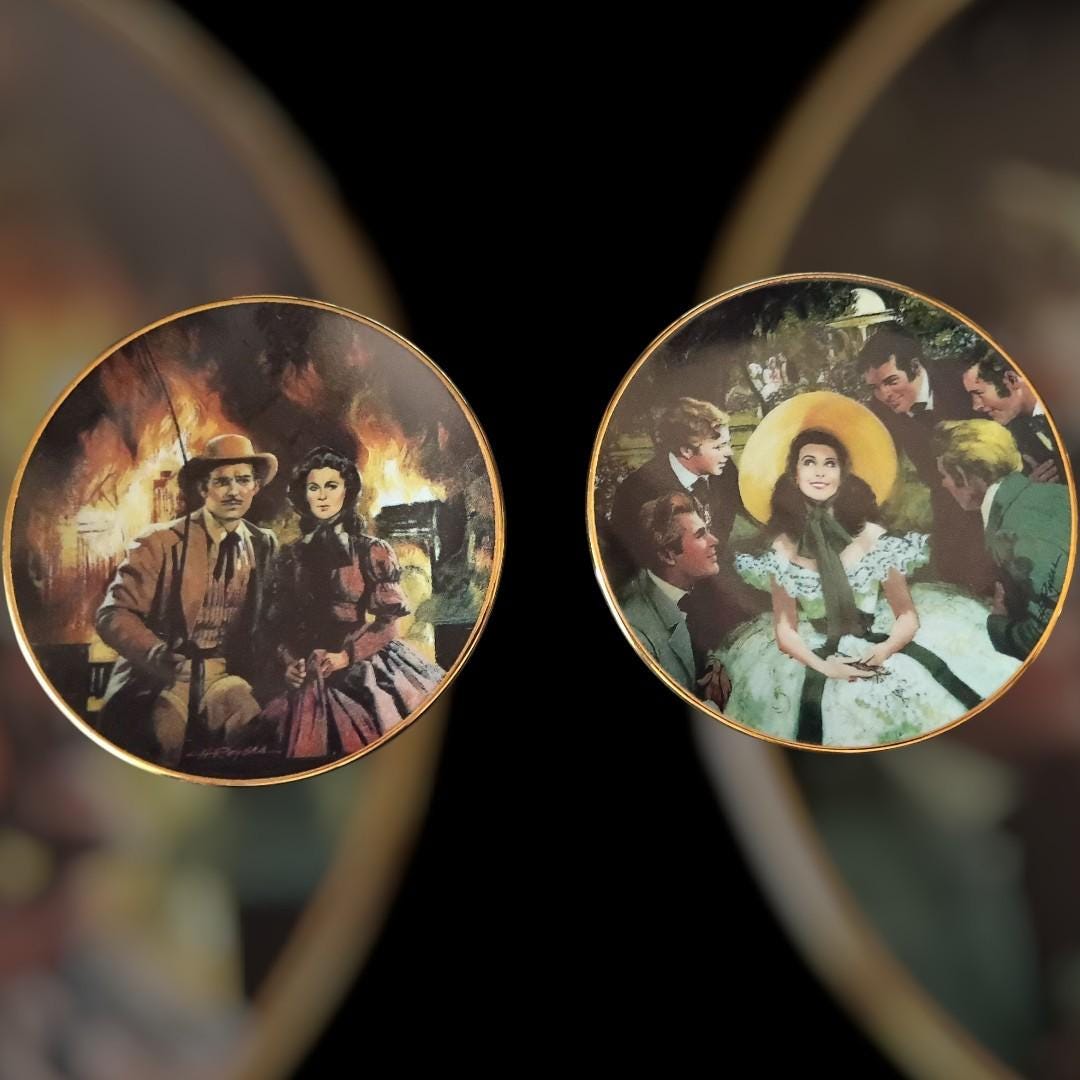 Gone with the wind collector mini plate set (scarlett & rhett) limited...