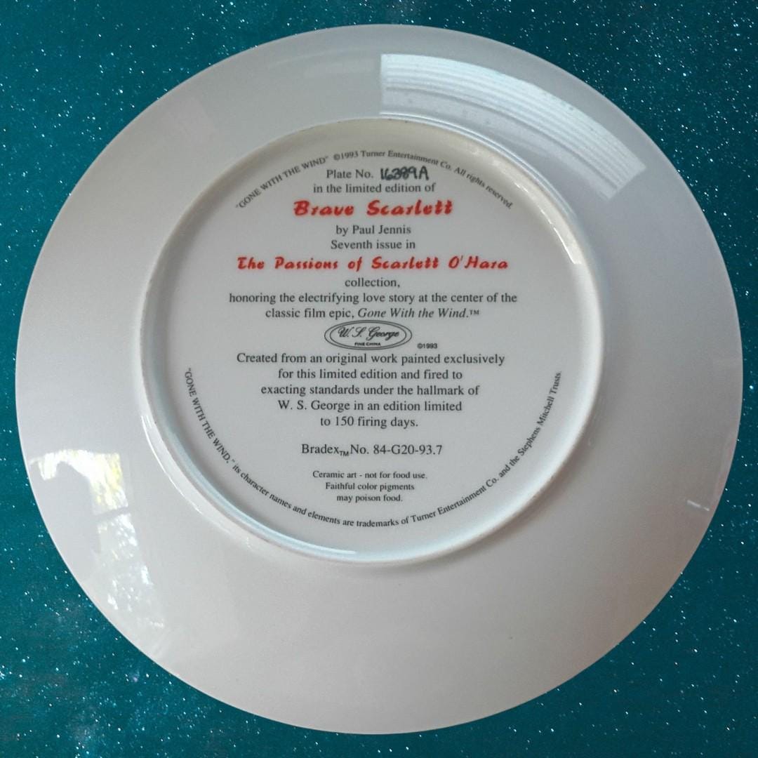 Gone with the wind collector plate brave scarlett by paul jennis – 1993 w.s....