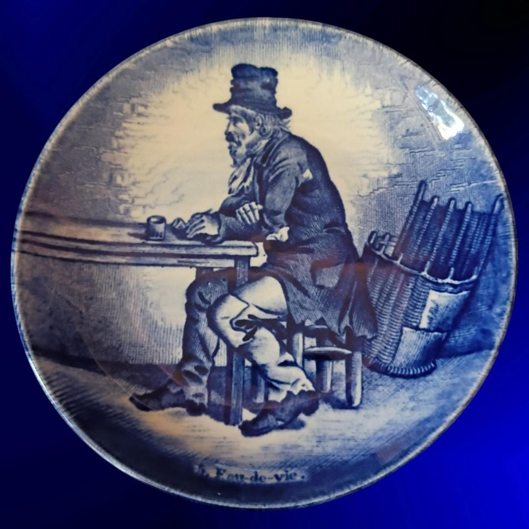 Set of 2 royal sphinx holland delft blue mini plates – absinthe tavern scene...