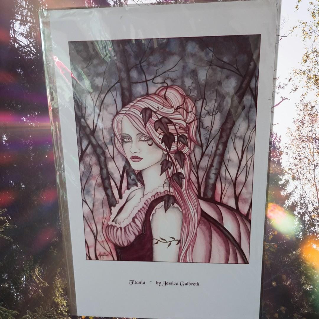 jessica galbreth fantasy art prints set of 2 – “titania” & “bewitching” –...