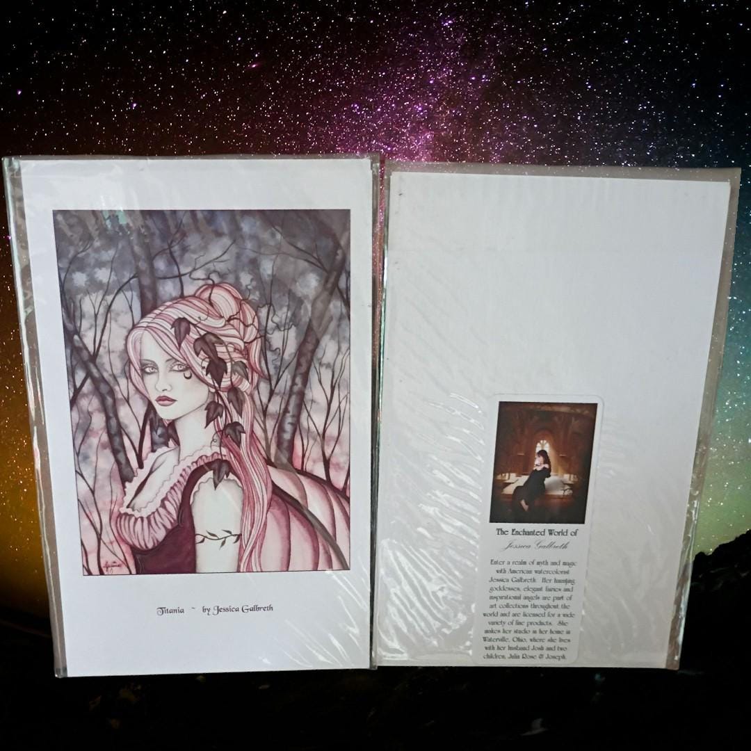 jessica galbreth fantasy art prints set of 2 – “titania” & “bewitching” –...