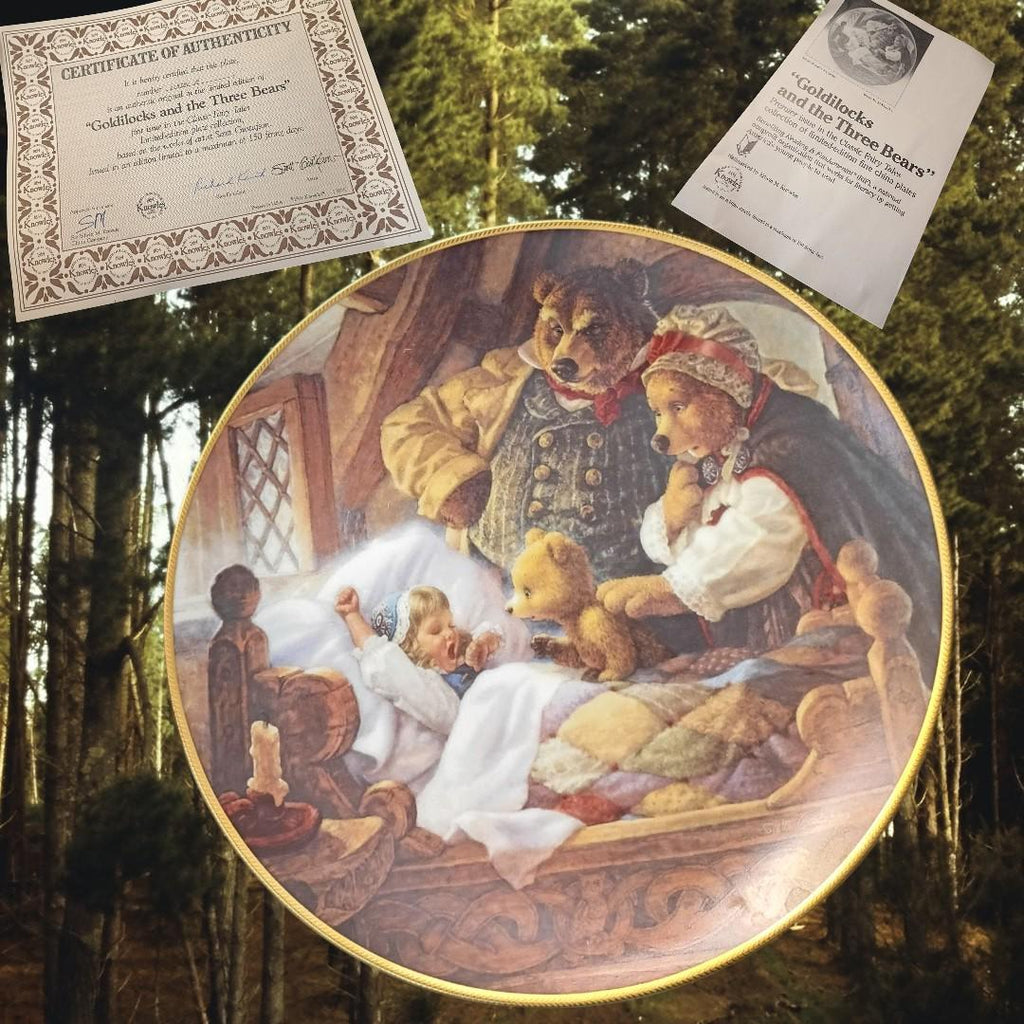 Goldilocks & the three bears collector plate knowles 1991 coa fairy tale 8.5"