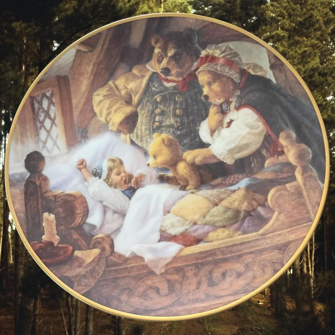 Goldilocks & the three bears collector plate knowles 1991 coa fairy tale 8.5"