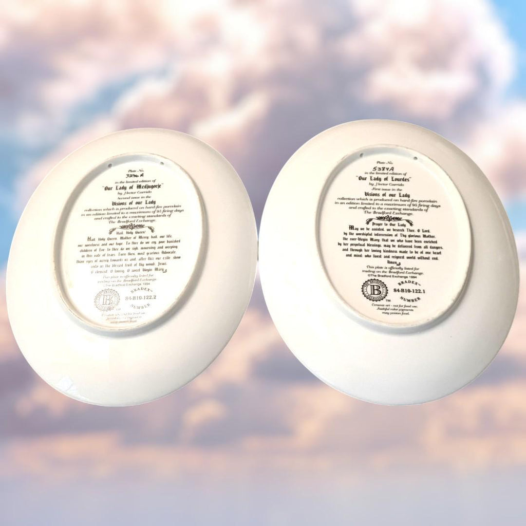 Set of 2 bradford exchange collector plates our lady of lourdes & medjugorje...