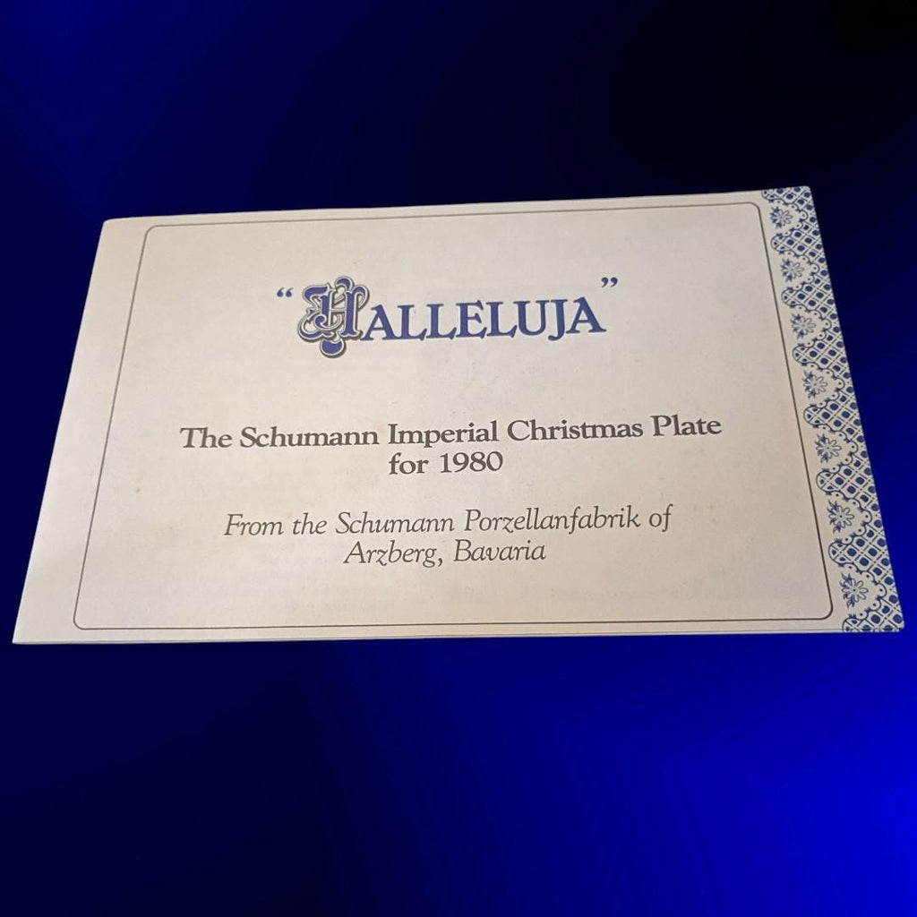 1980 schumann imperial christmas plate halleluja bavaria porcelain w/ box & coa