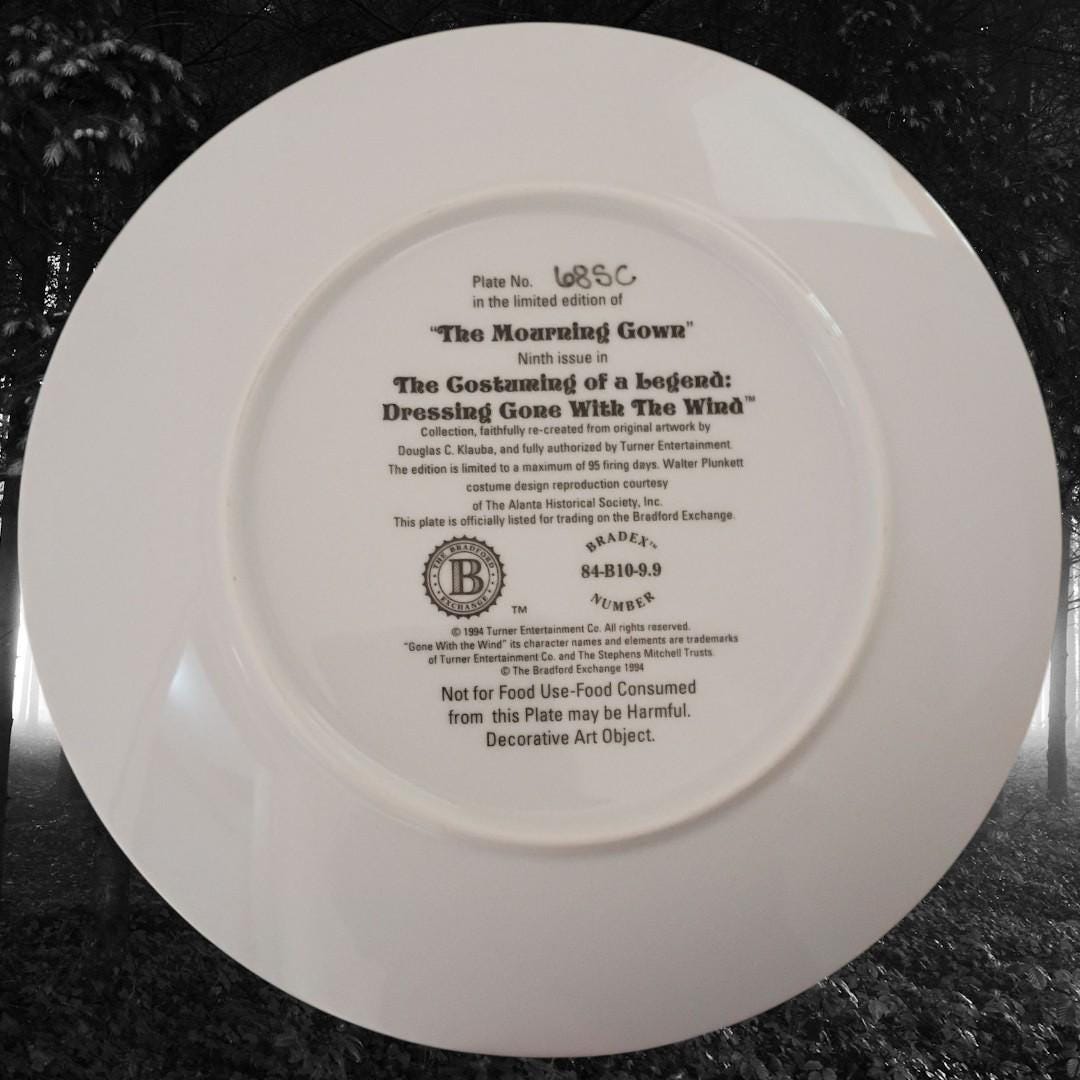 Gone with the wind plate “the mourning gown” 1994 bradford exchange collectible