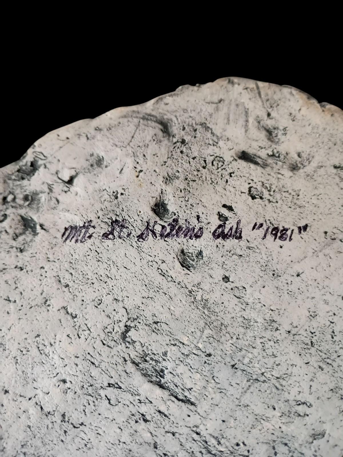1981 mt. st. helens ash plaque – cyclists relief art signed – rare...