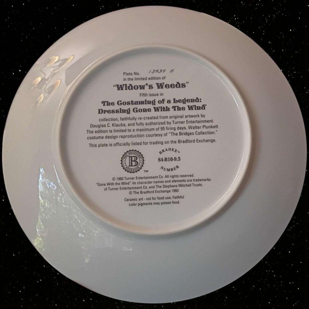 Gone with the wind collector plate widow’s weeds bradford exchange...