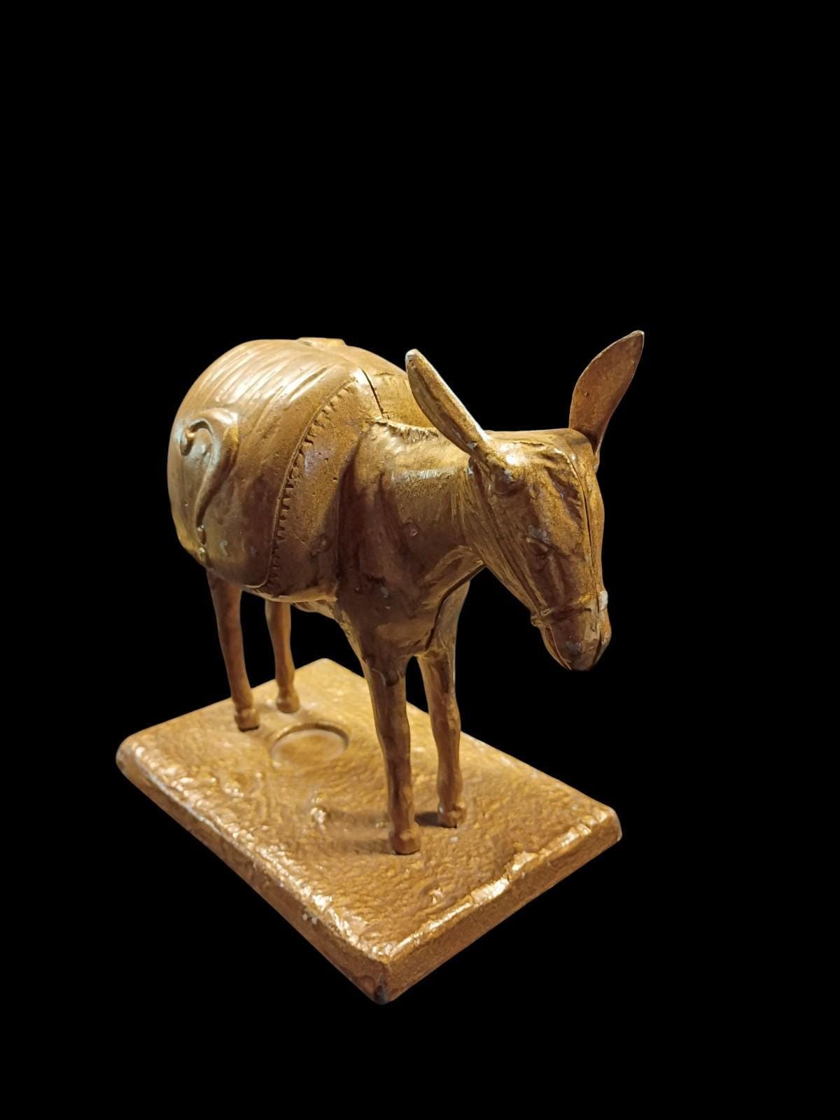 Brass donkey liquor dispenser – pours from tail – 7" tall x 9.5" long –...