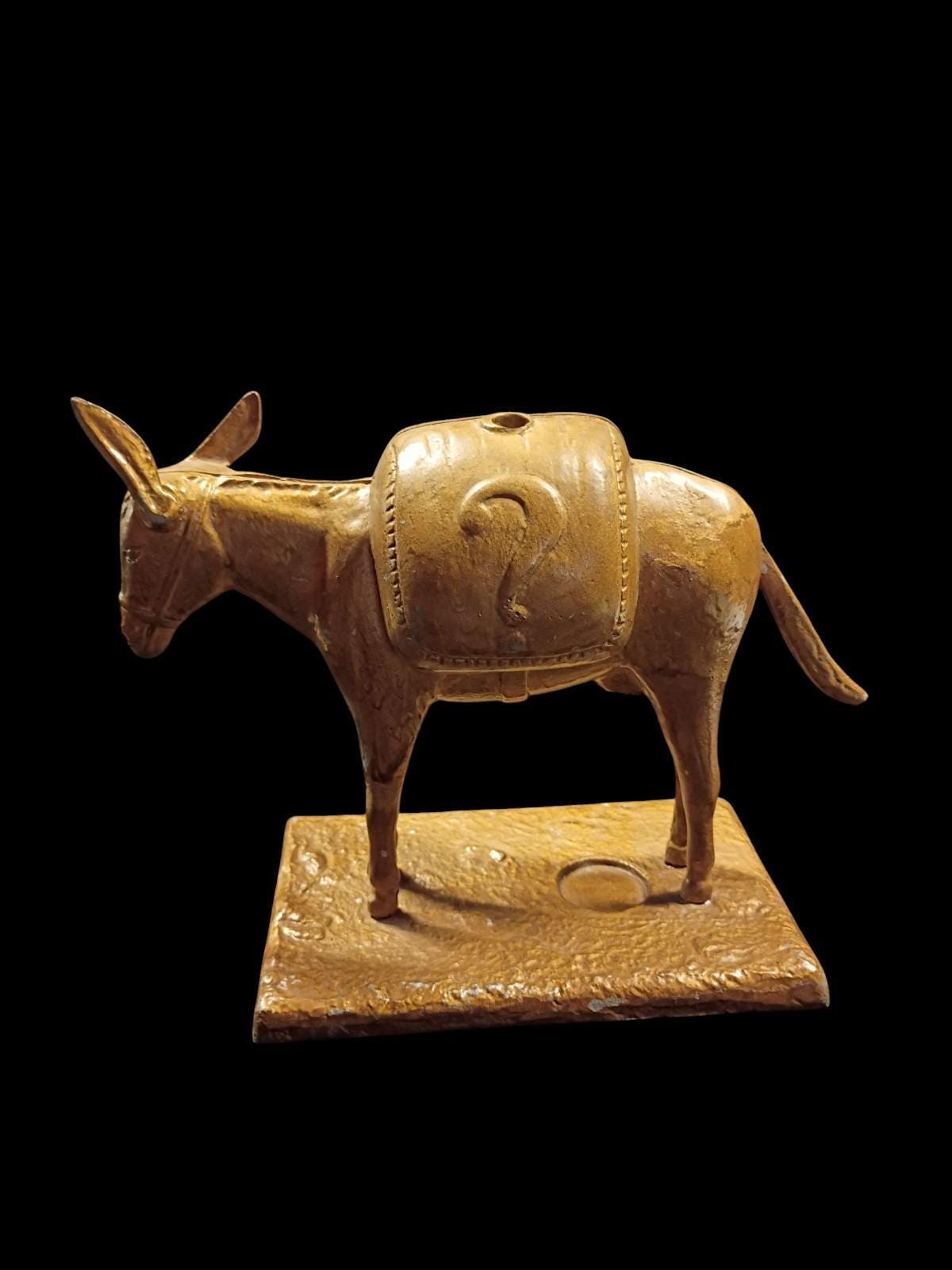 Brass donkey liquor dispenser – pours from tail – 7" tall x 9.5" long –...