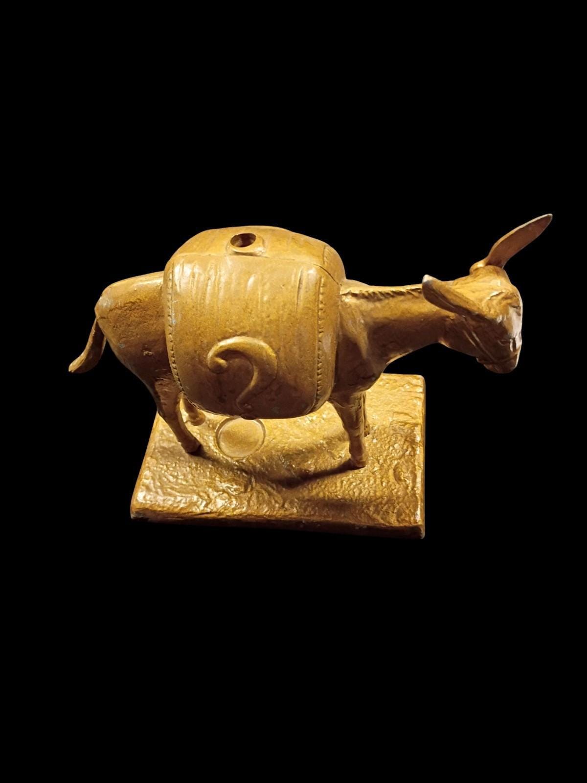 Brass donkey liquor dispenser – pours from tail – 7" tall x 9.5" long –...