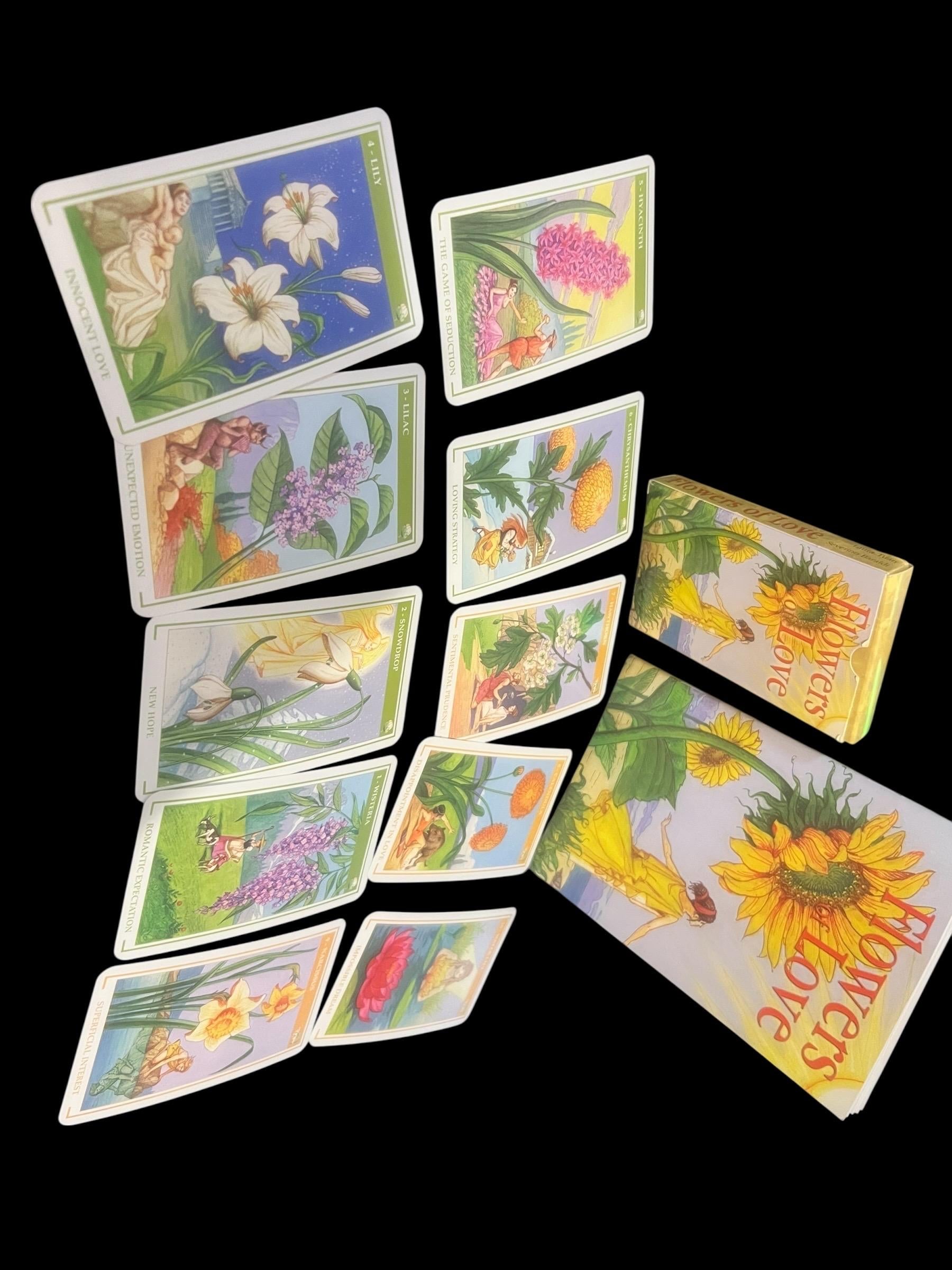 Flowers of Love Oracle Deck by Laura Tuan & Severino Baraldi – Lo Scarabeo – 36 Card Set with Guidebook – OOP Vintage Collectible Tarot Orac